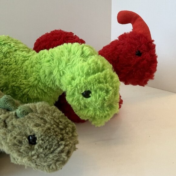 Manhattan Toy Company Dinosaur Lot Plush Stuffed Animal Brontosaurus Green Red - Picture 4 of 16